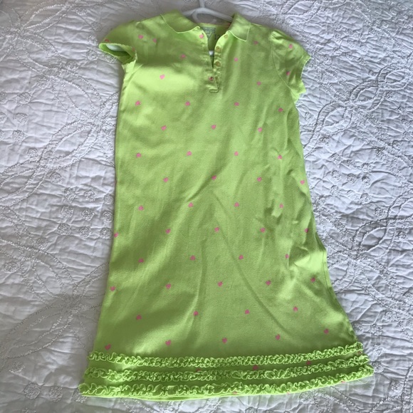 Girls size 12 green with pink hearts cotton dress. - Picture 8 of 11